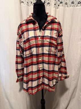 Levi's Red, Blue & Cream Plaid Flannel Shirt